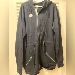 NWT Cuffy’s Navy Blue Zip-Up Hooded Ocean Wash Walking Jacket